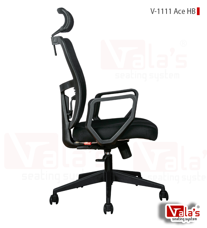 side view ace valas office chair angle view of Model Ace High Back Office Chair - By Premium Office furniture manufacturer in ahmedabad
