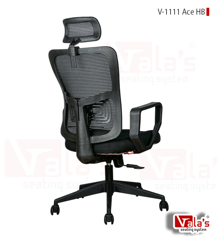ace high back ergonomic comfortable office chair back view angle view of Model Ace High Back Office Chair - By Premium Office furniture manufacturer in ahmedabad