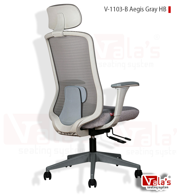 back angle view of Model Aegis Gray High Back Chair - By Premium Office furniture manufacturer in ahmedabad