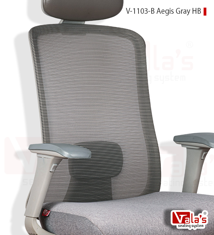 zoom angle view of Model Aegis Gray High Back Chair - By Premium Office furniture manufacturer in ahmedabad
