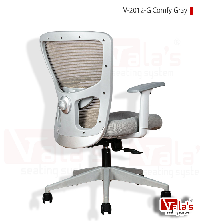 back view premium office chair comfy med back gray chair