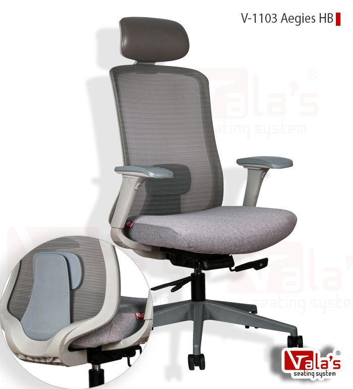 Product Aegis Gray High Back Chair is a Valas Brand boss office chair manufactured in ahmedabad factory